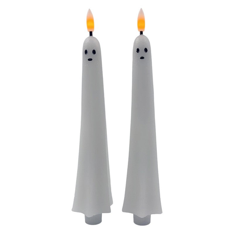 Set 2 Candele fantasma halloween luce led altezza 25 cm