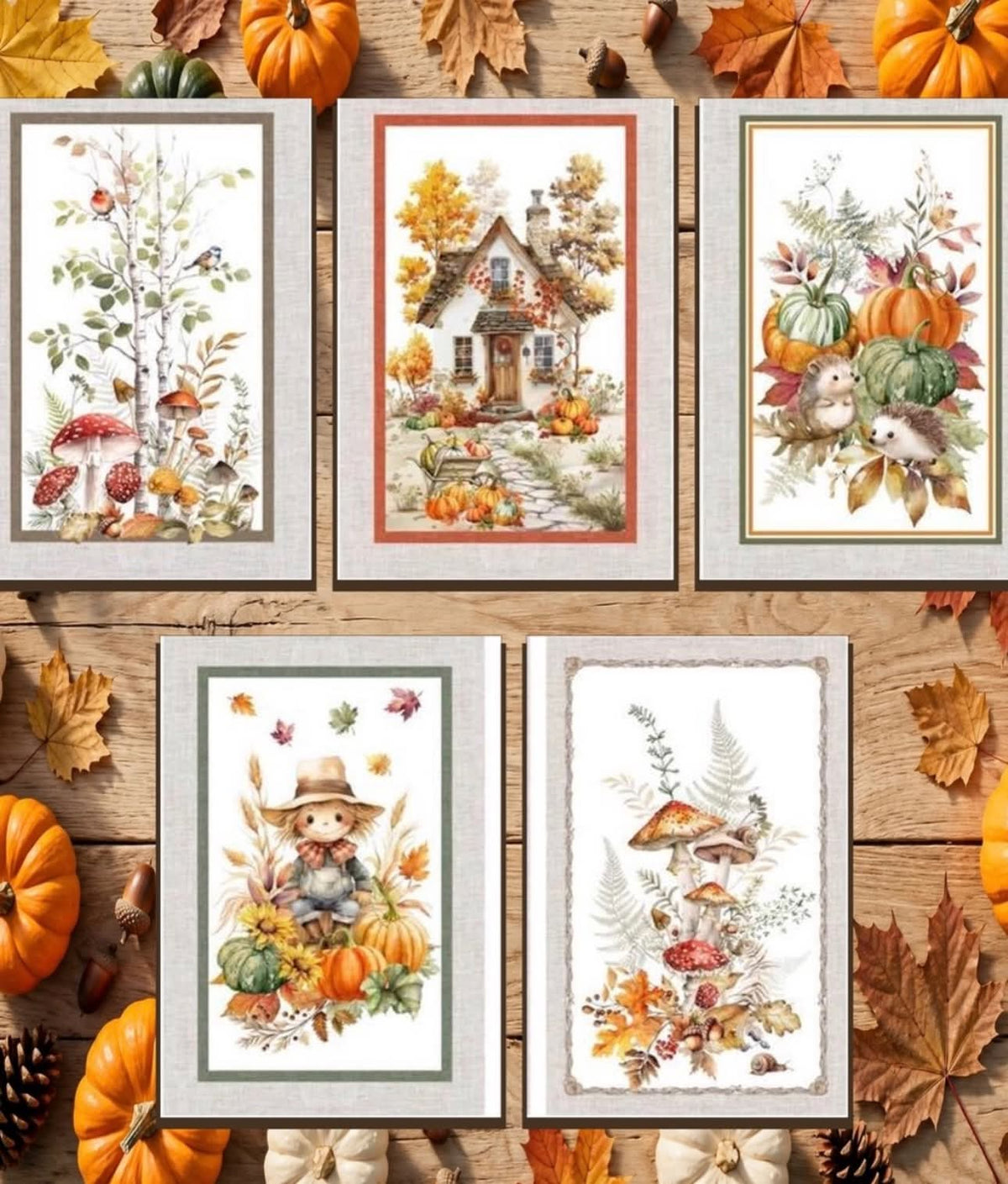 Set 5 strofinacci autunno zucche