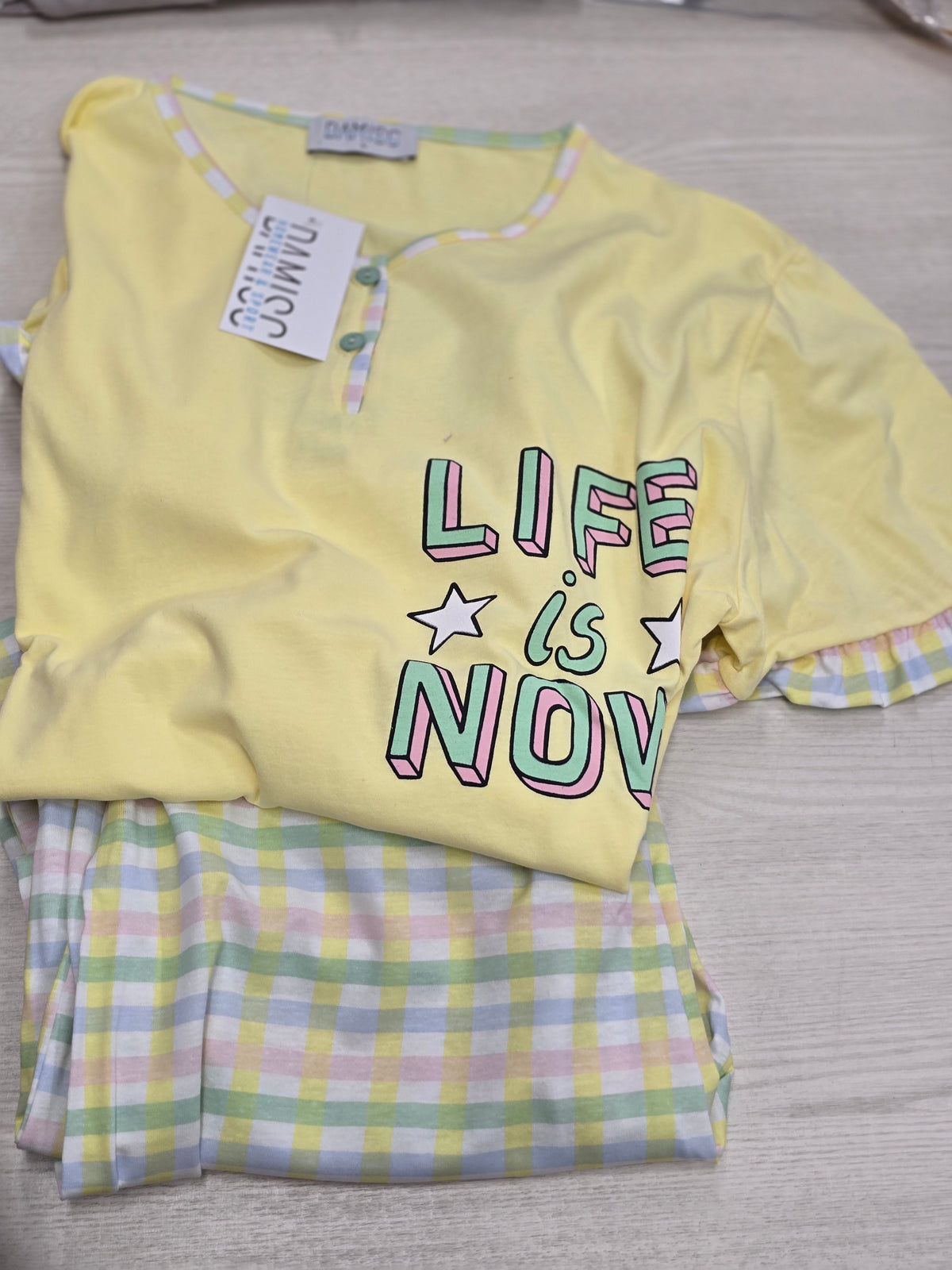 Pigiama Donna Puro Cotone Maniche Corte e Pantaloni Lunghi