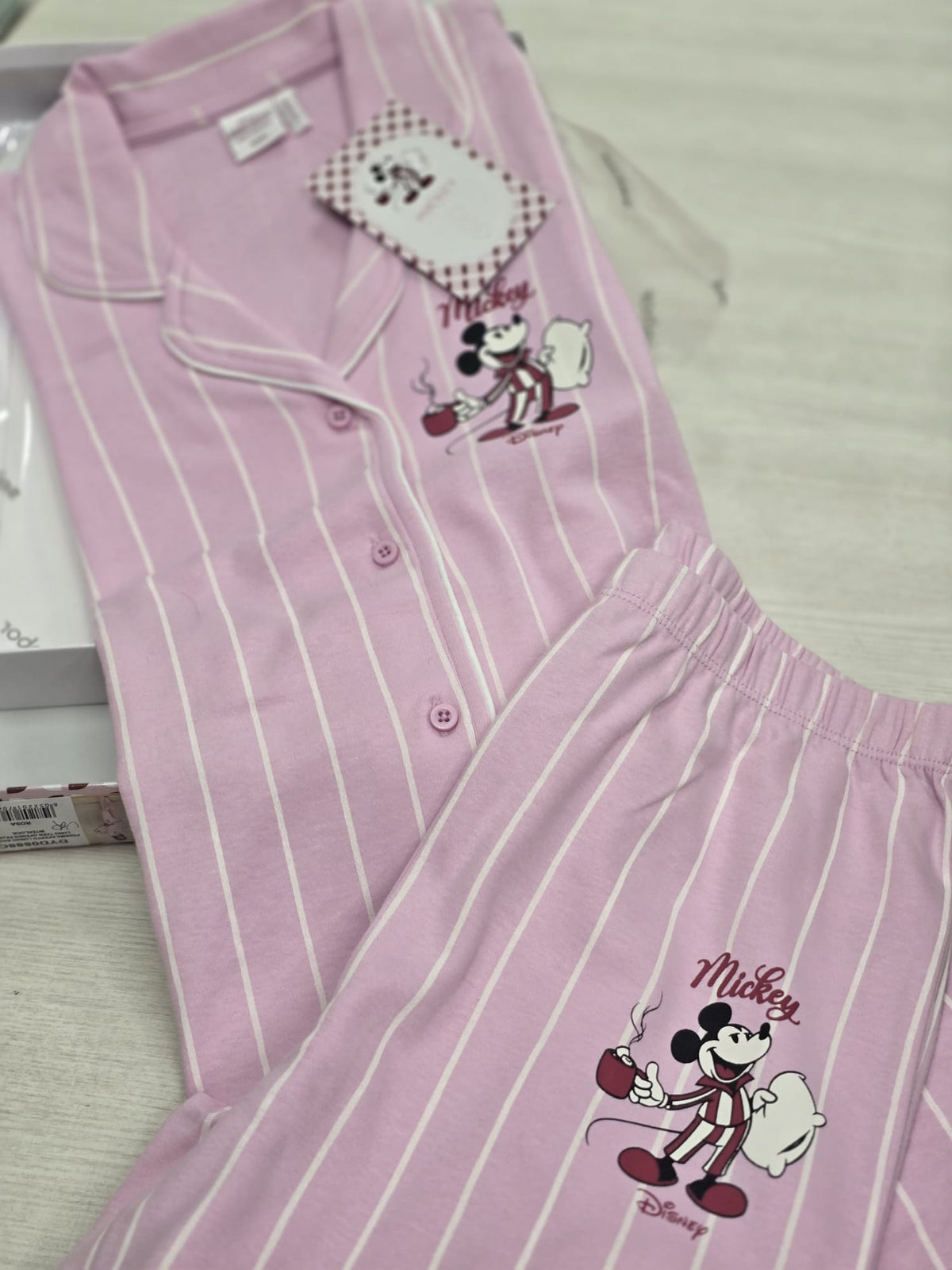 Pigiama ragazza Mickey rigato aperto taglio uomo