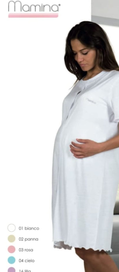 Camicia clinica-parto jersey mezza manica aperta
