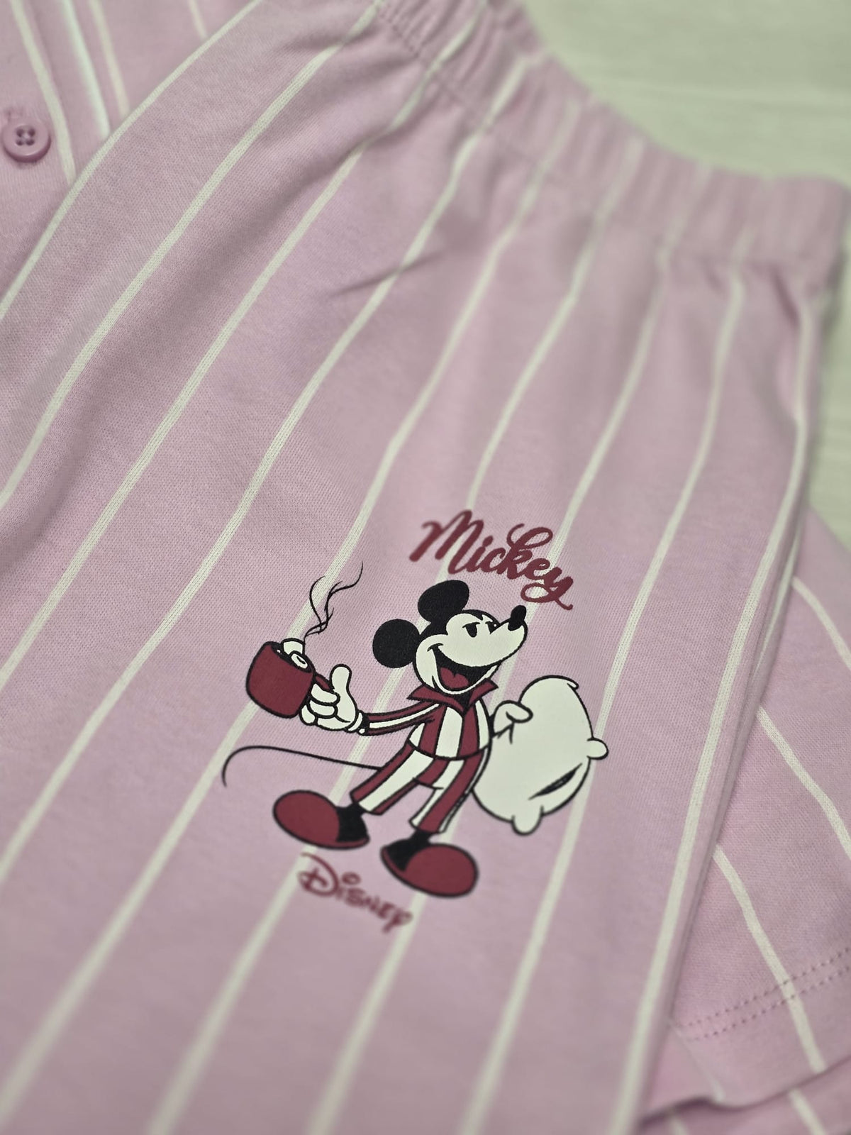 Pigiama ragazza Mickey rigato aperto taglio uomo