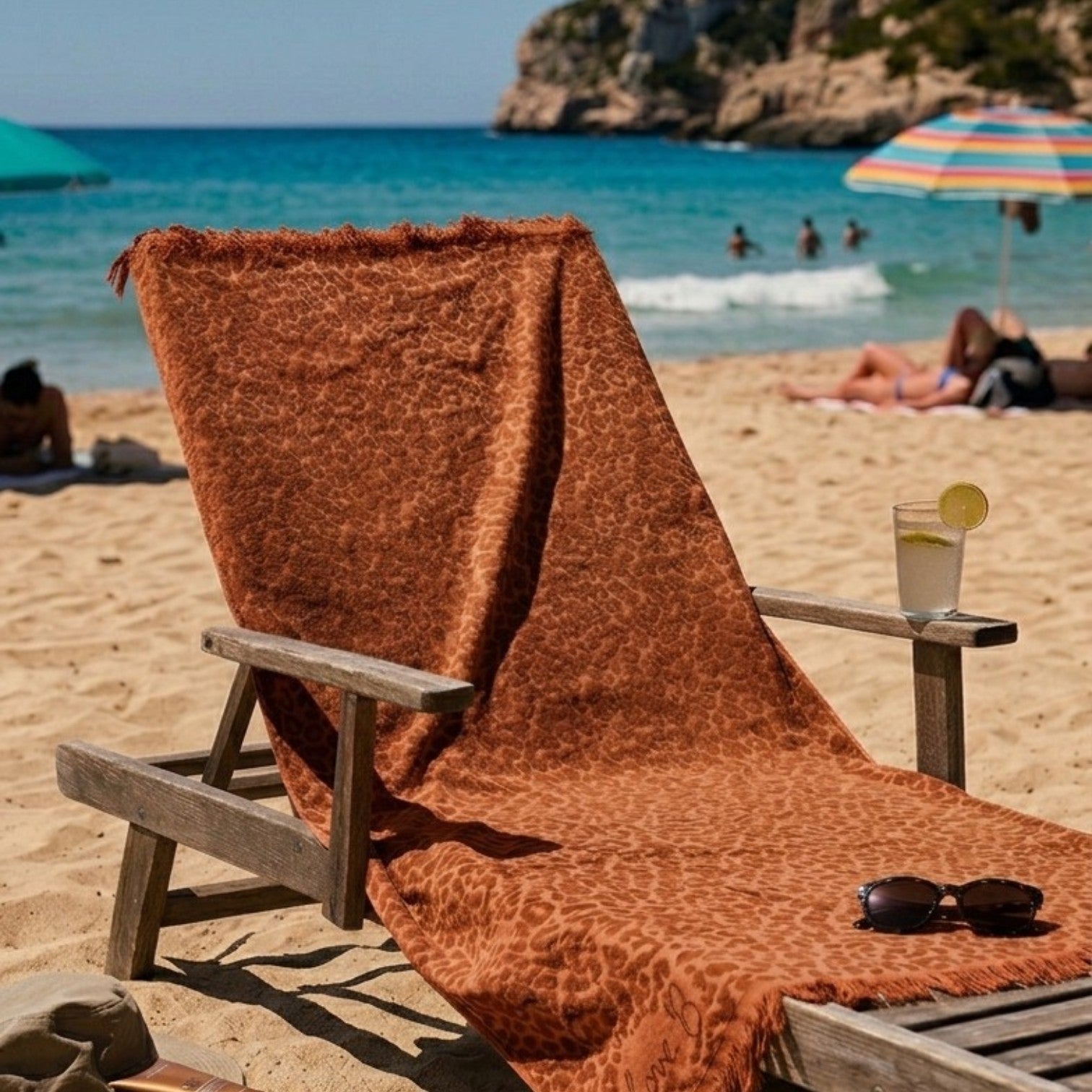 Telo mare con frange Pardus maculato lovely shabby