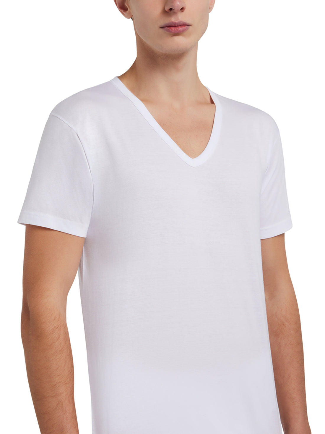 T-Shirt scollo V profondo manica corta uomo, cotone