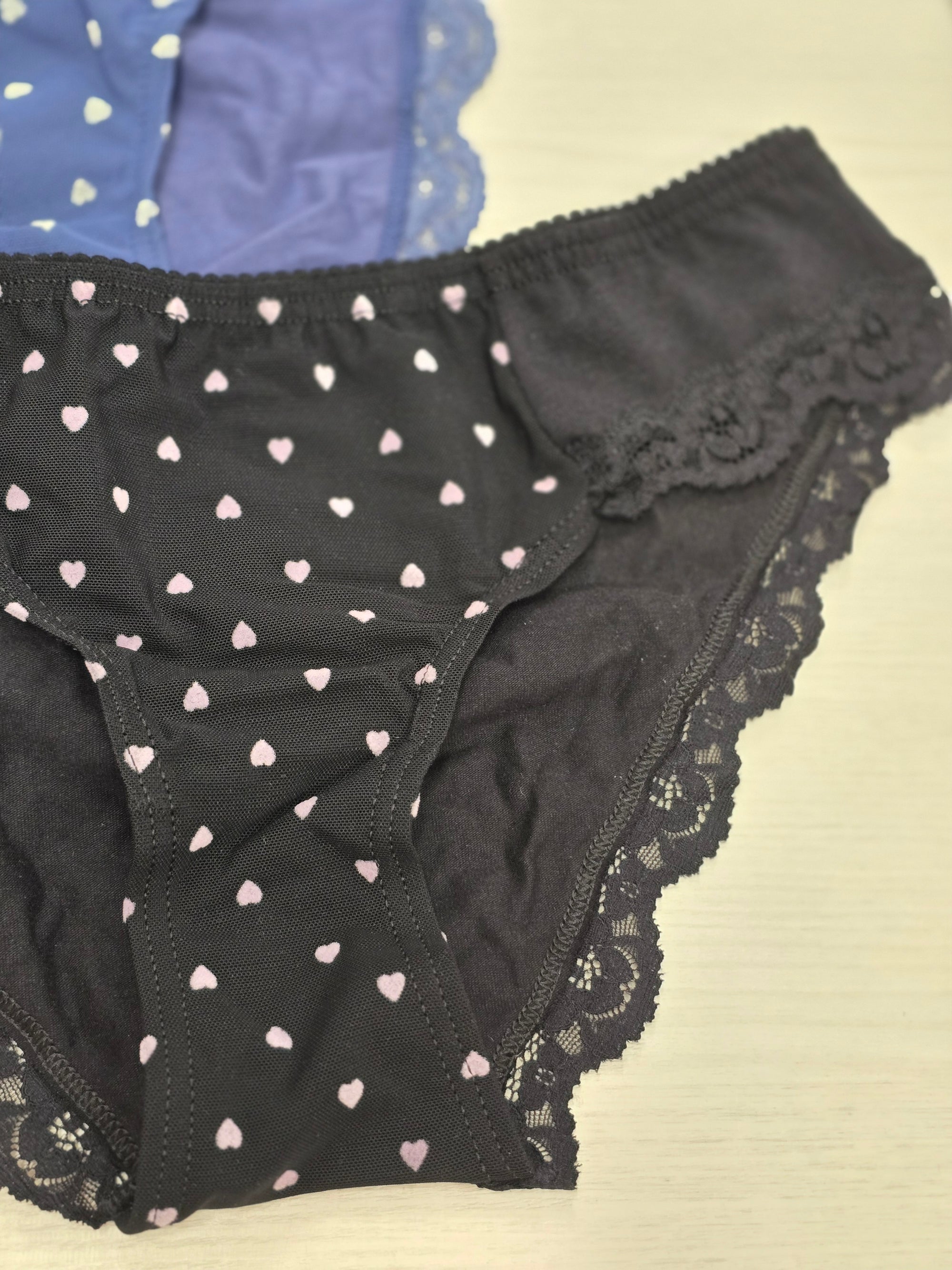 Tris slip cotone cuoricini